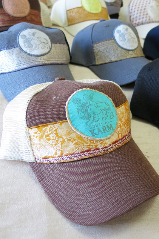 The House of Karm Organic Cotton / Hemp, Sari Silk Baseball Hat